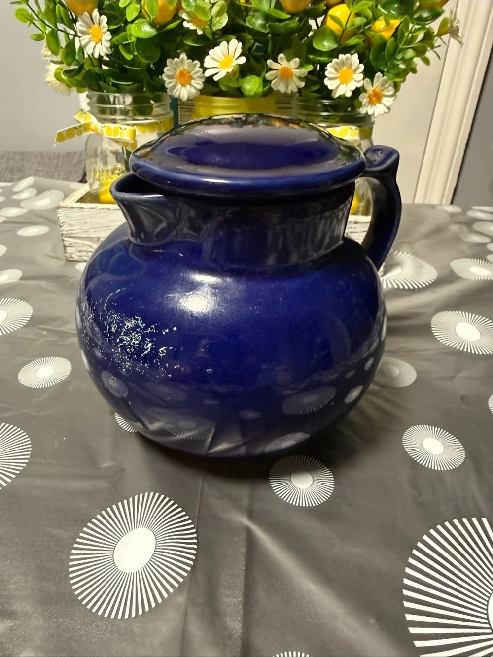 Vintage Christian Ridge Pottery Blue Cupper Coffee Carafe